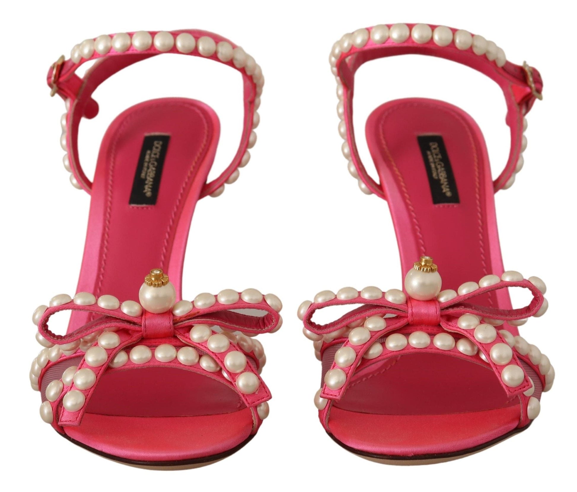 Dolce & Gabbana Elegant Pink Pearl Embellished Heels Sandals - EU35/US4.5