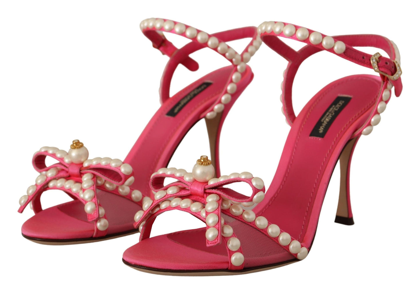 Dolce & Gabbana Elegant Pink Pearl Embellished Heels Sandals - EU35/US4.5