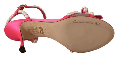 Dolce & Gabbana Elegant Pink Pearl Embellished Heels Sandals - EU35/US4.5