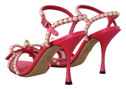 Dolce & Gabbana Elegant Pink Pearl Embellished Heels Sandals - EU35/US4.5