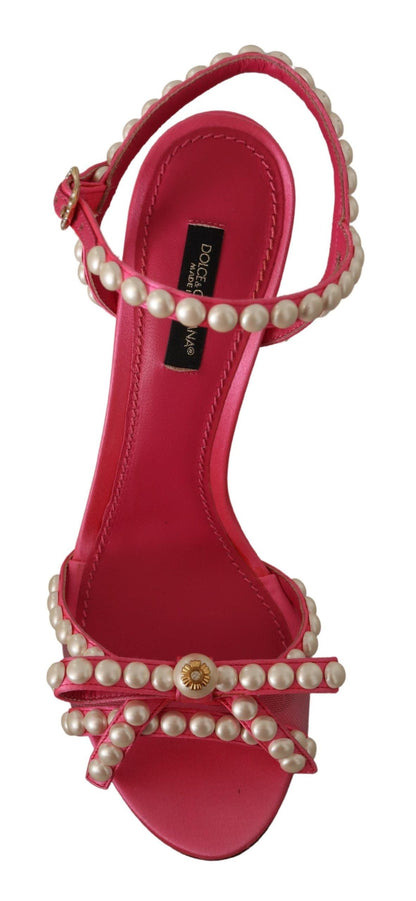 Dolce & Gabbana Elegant Pink Pearl Embellished Heels Sandals - EU35/US4.5