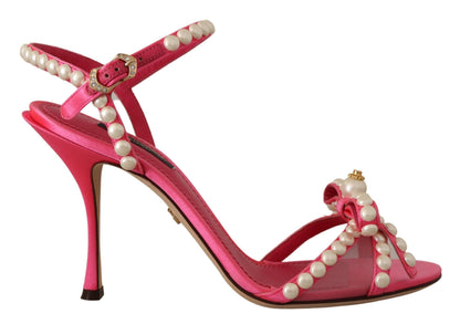 Dolce & Gabbana Elegant Pink Pearl Embellished Heels Sandals - EU35/US4.5