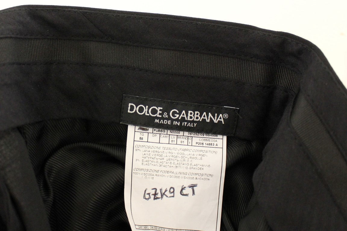 Dolce & Gabbana Elegant Pleated Black Wool Trousers - IT58 | 3XL