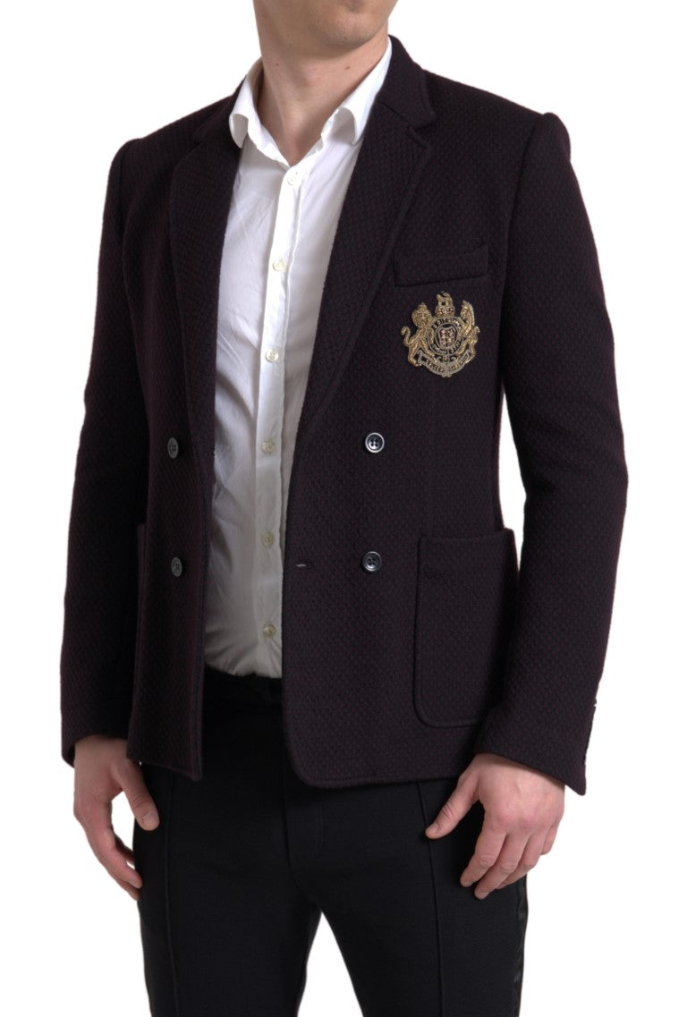 Dolce & Gabbana Elegant Purple Double Breasted Wool Blazer - IT48 | M