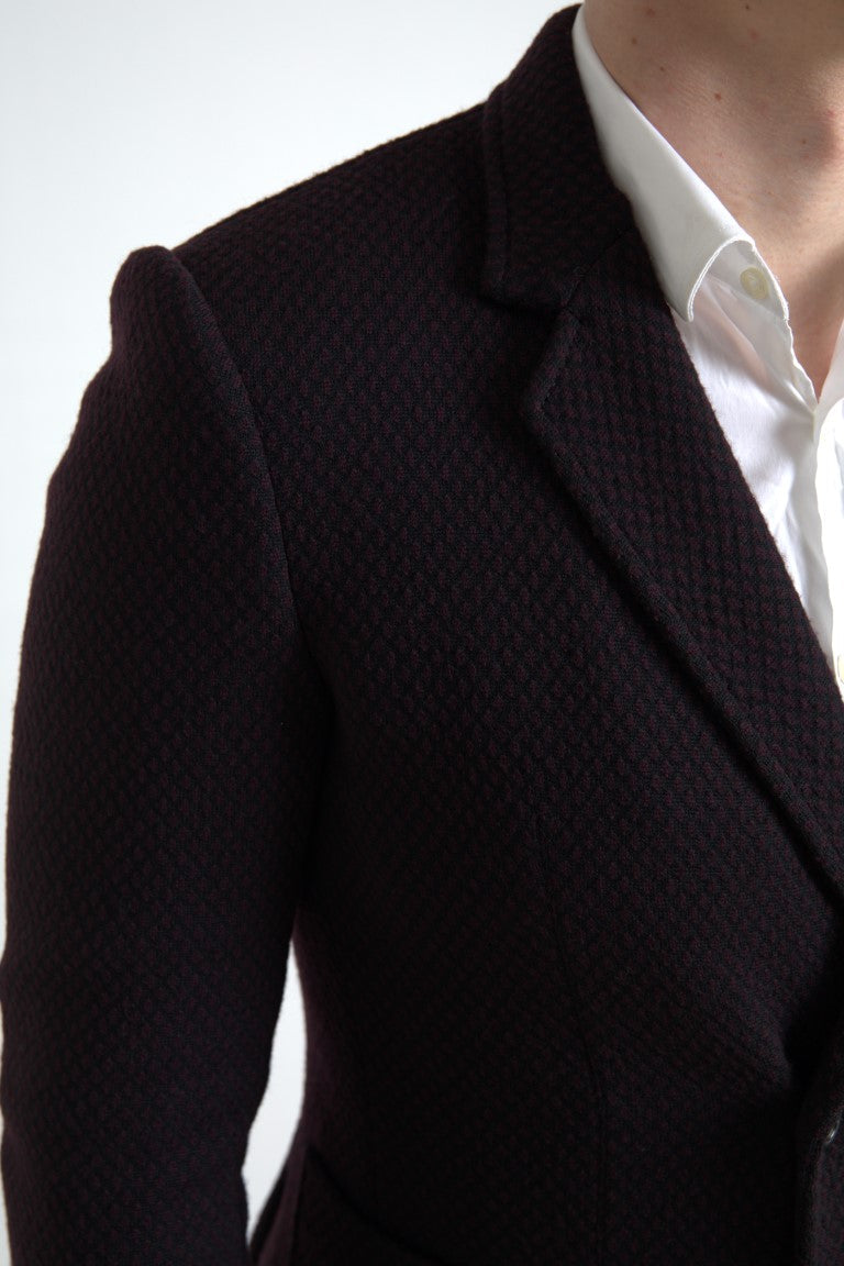 Dolce & Gabbana Elegant Purple Double Breasted Wool Blazer - IT48 | M