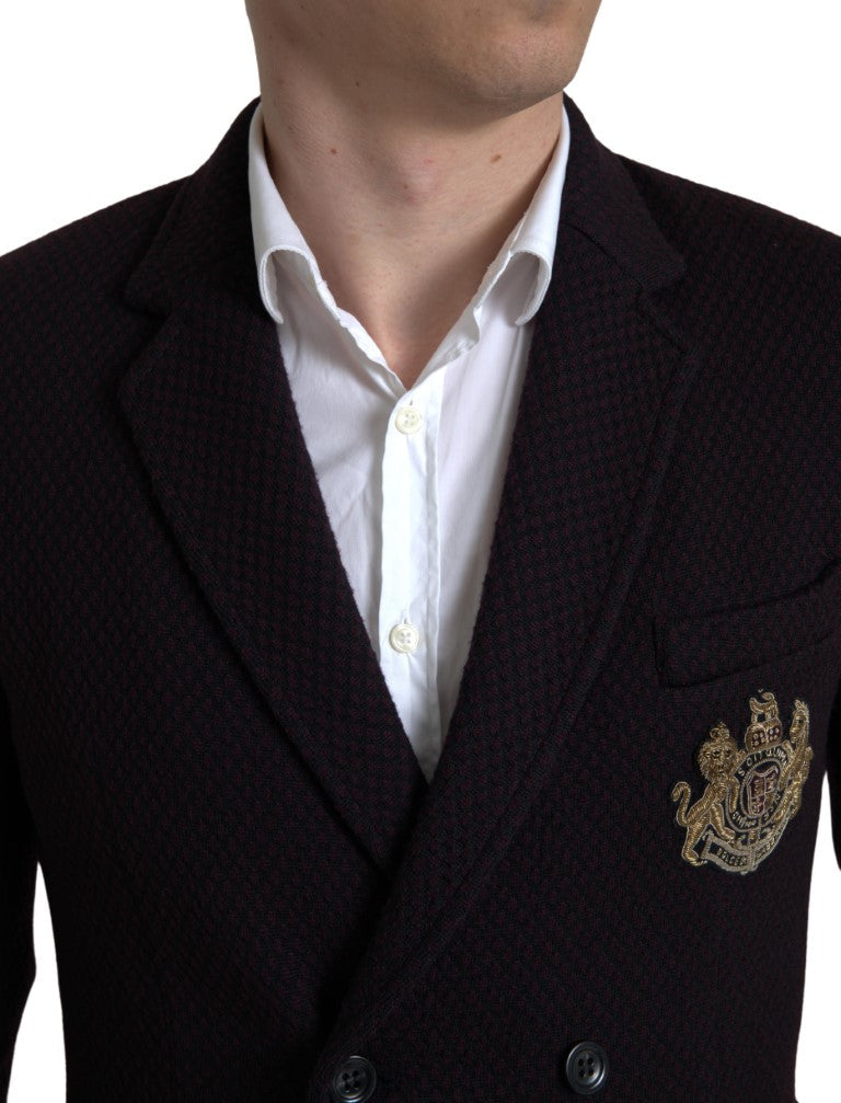 Dolce & Gabbana Elegant Purple Double Breasted Wool Blazer - IT48 | M