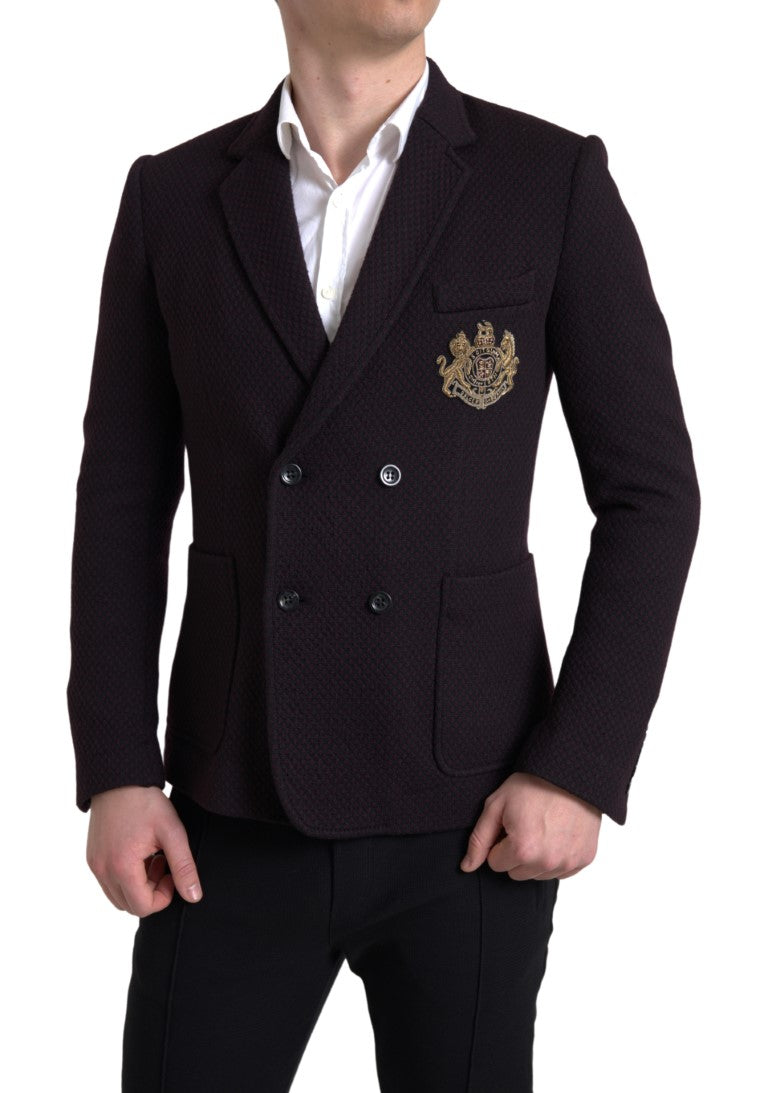 Dolce & Gabbana Elegant Purple Double Breasted Wool Blazer - IT48 | M