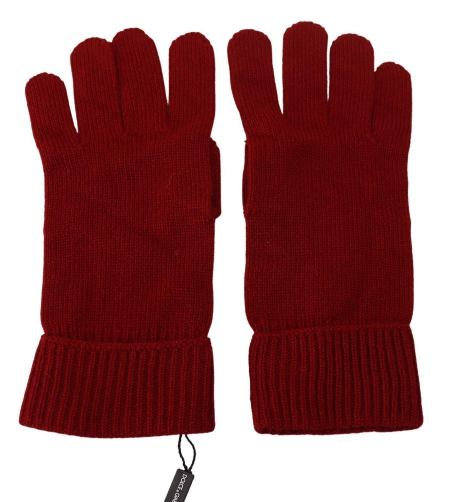 Dolce & Gabbana Elegant Red Cashmere Winter Gloves - 9|M