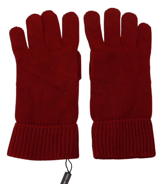 Dolce & Gabbana Elegant Red Cashmere Winter Gloves - 9|M