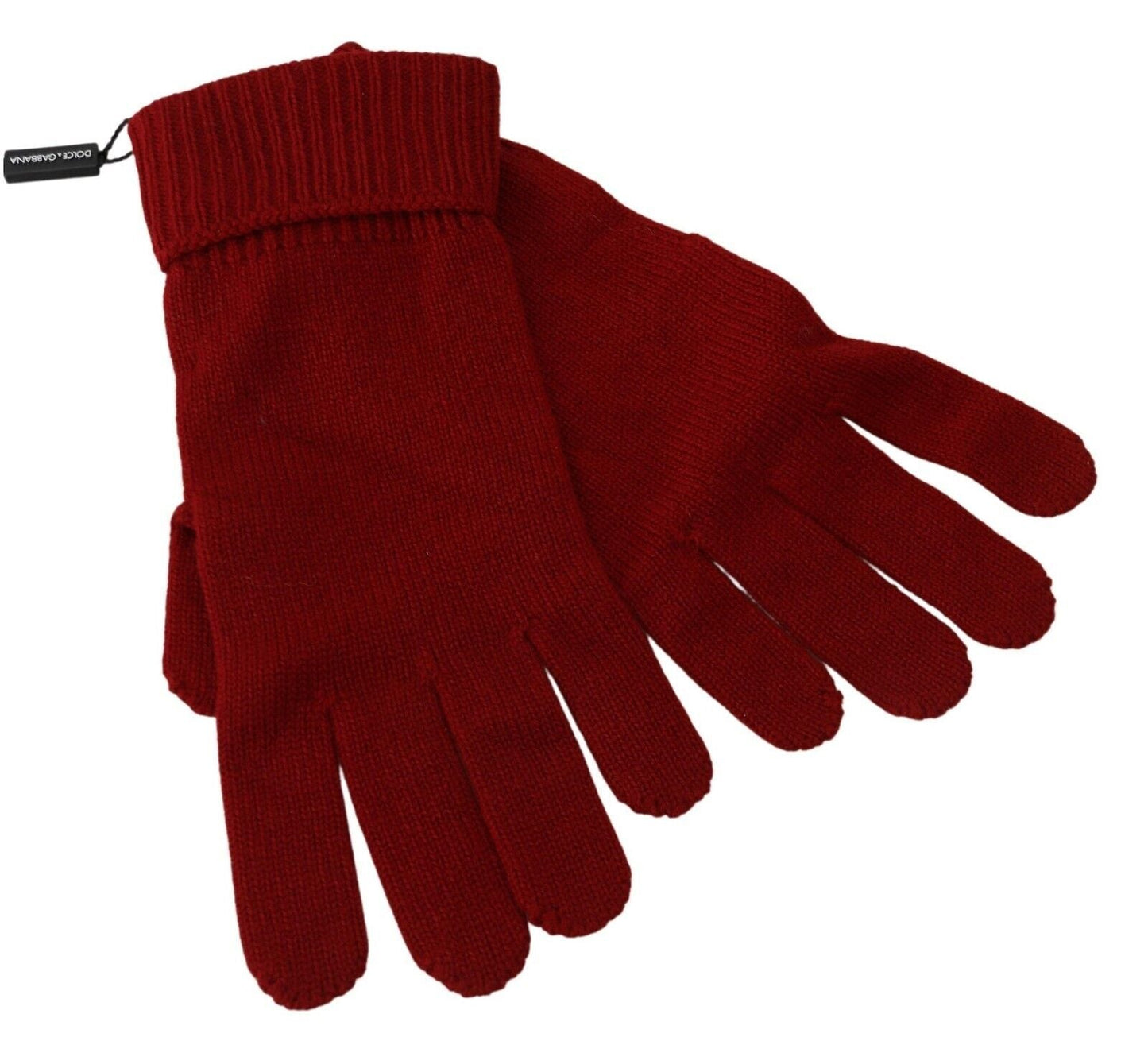 Dolce & Gabbana Elegant Red Cashmere Winter Gloves - 9|M