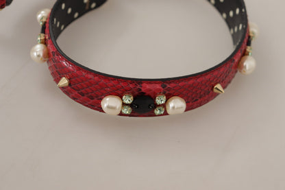 Dolce & Gabbana Elegant Red Python Leather Shoulder Strap