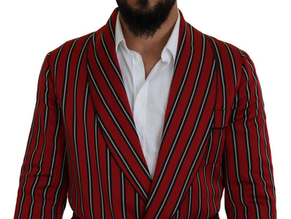 Dolce & Gabbana Elegant Red Striped Long Robe Luxury Wear - IT48 | M