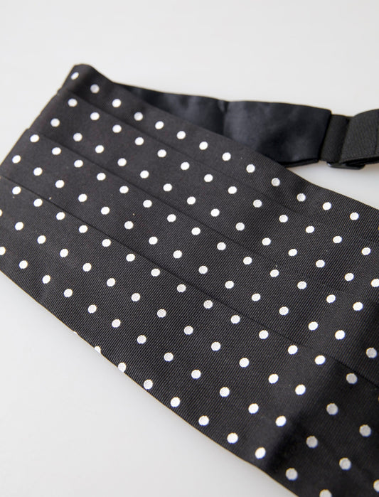 Dolce & Gabbana Elegant Silk Black & White Polka Dot Cummerbund - IT52 | L