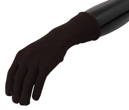 Dolce & Gabbana Elegant Silk Cashmere Brown Gloves - 9|M