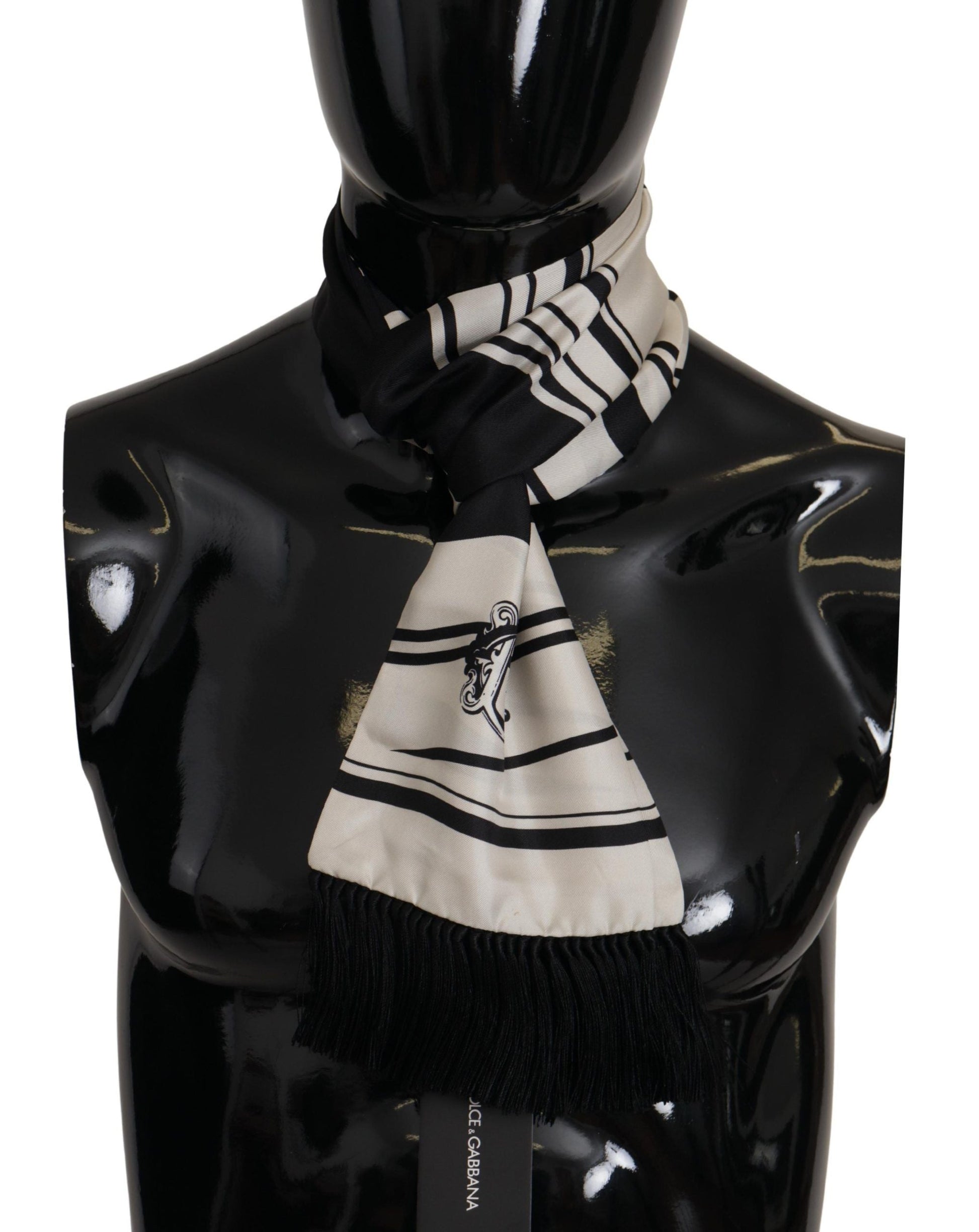 Dolce & Gabbana Elegant Silk Men’s Scarf - Classic Black Stripe