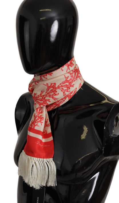 Dolce & Gabbana Elegant Silk Men’s Scarf Wrap - Red Coral Print