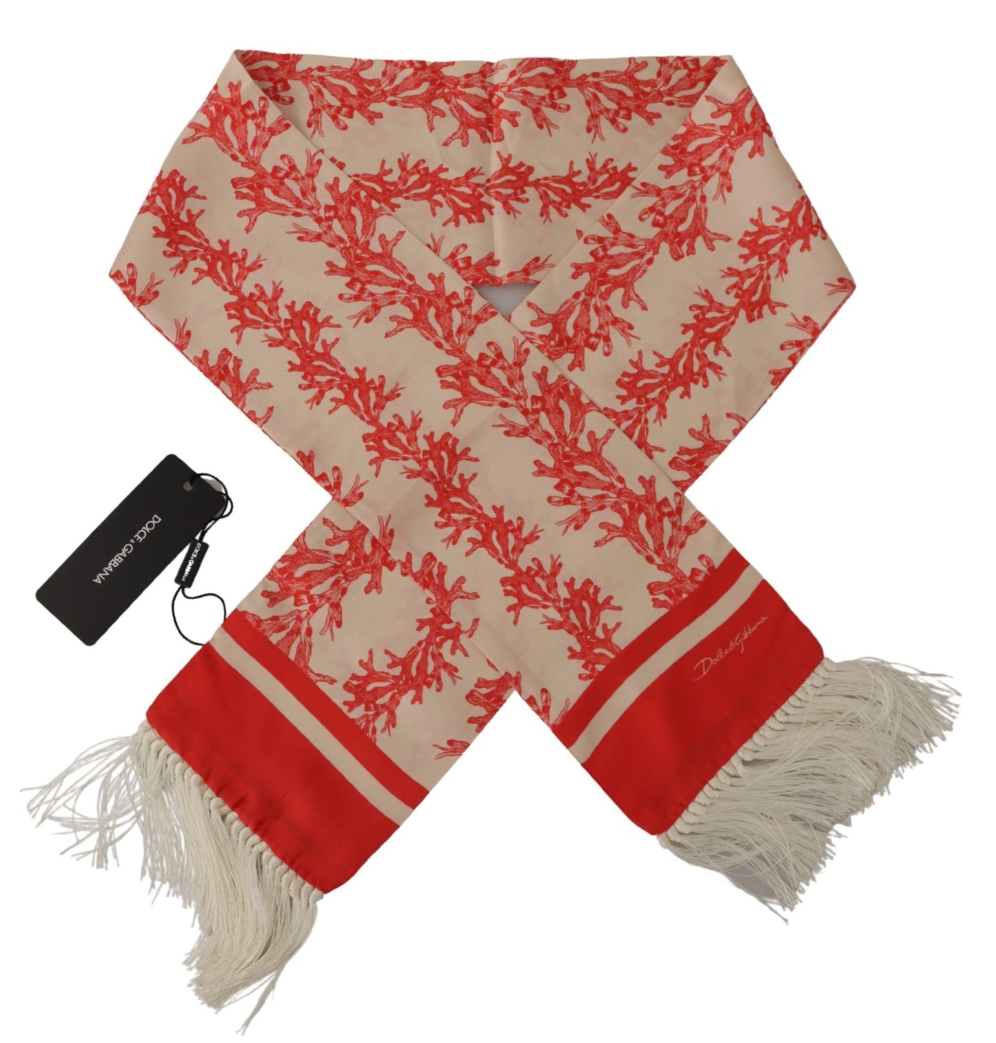 Dolce & Gabbana Elegant Silk Men’s Scarf Wrap - Red Coral Print