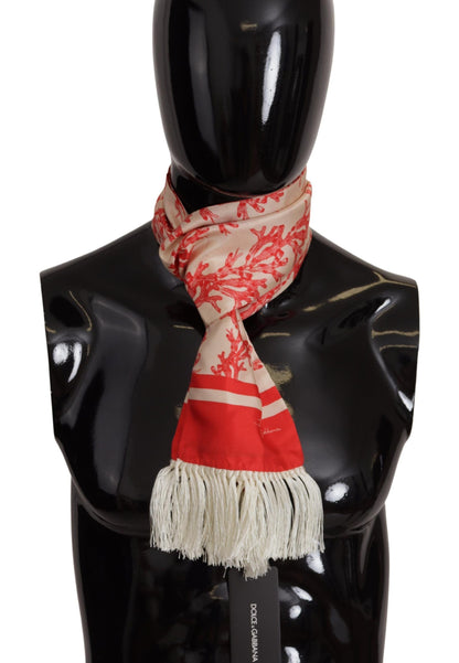 Dolce & Gabbana Elegant Silk Men’s Scarf Wrap - Red Coral Print