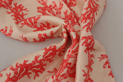 Dolce & Gabbana Elegant Silk Men’s Scarf Wrap - Red Coral Print