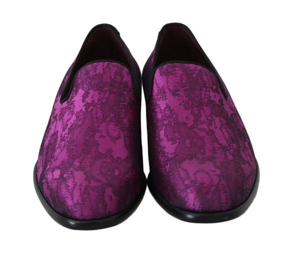 Dolce & Gabbana Elegant Silk-Wool Blend Loafers in Purple - EU39/US6