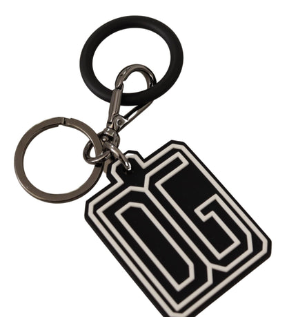 Dolce & Gabbana Elegant Silver & Rubber Designer Keyring