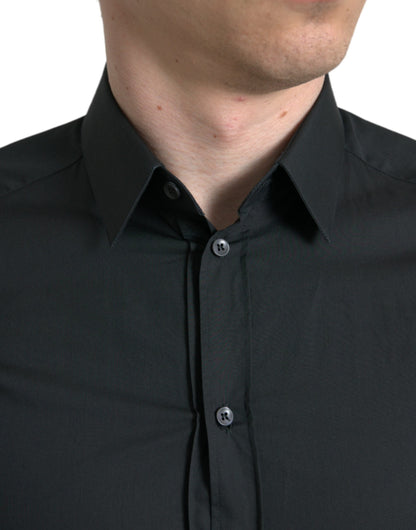 Dolce & Gabbana Elegant Slim Black Silk Blend Dress Shirt - IT37 | XS