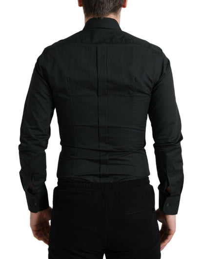 Dolce & Gabbana Elegant Slim Black Silk Blend Dress Shirt - IT37 | XS