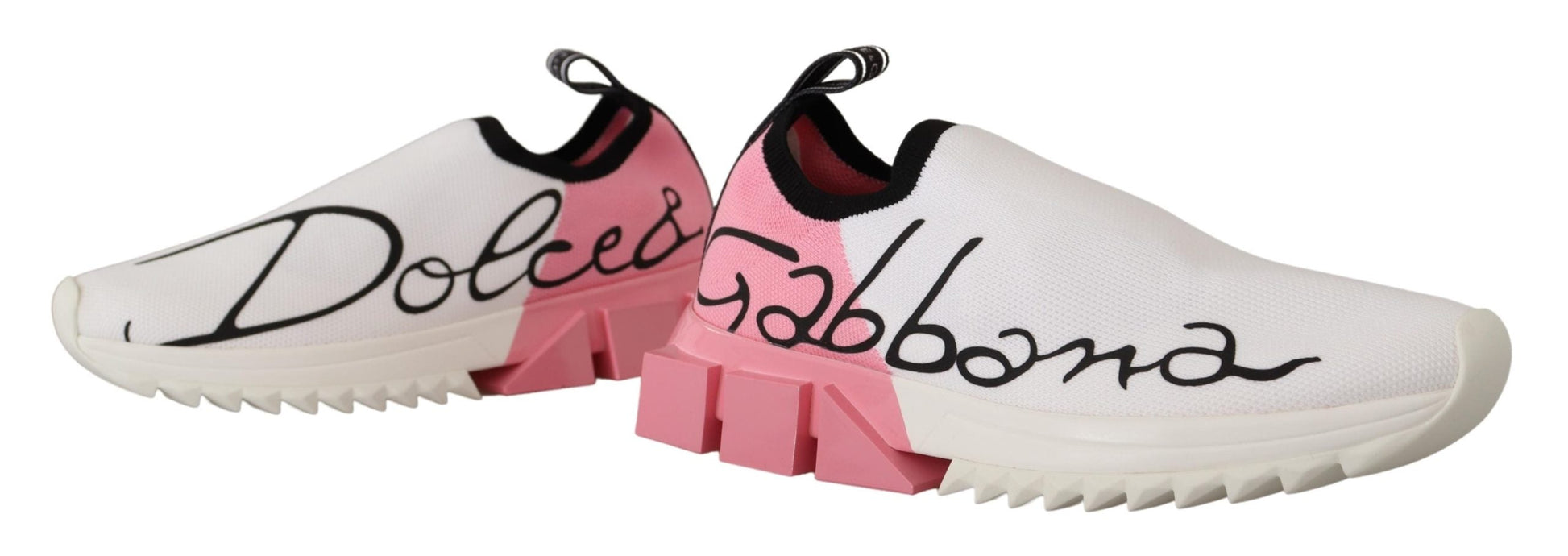 Dolce & Gabbana Elegant Sorrento Slip-On Sneakers in White & Pink - EU35/US4.5