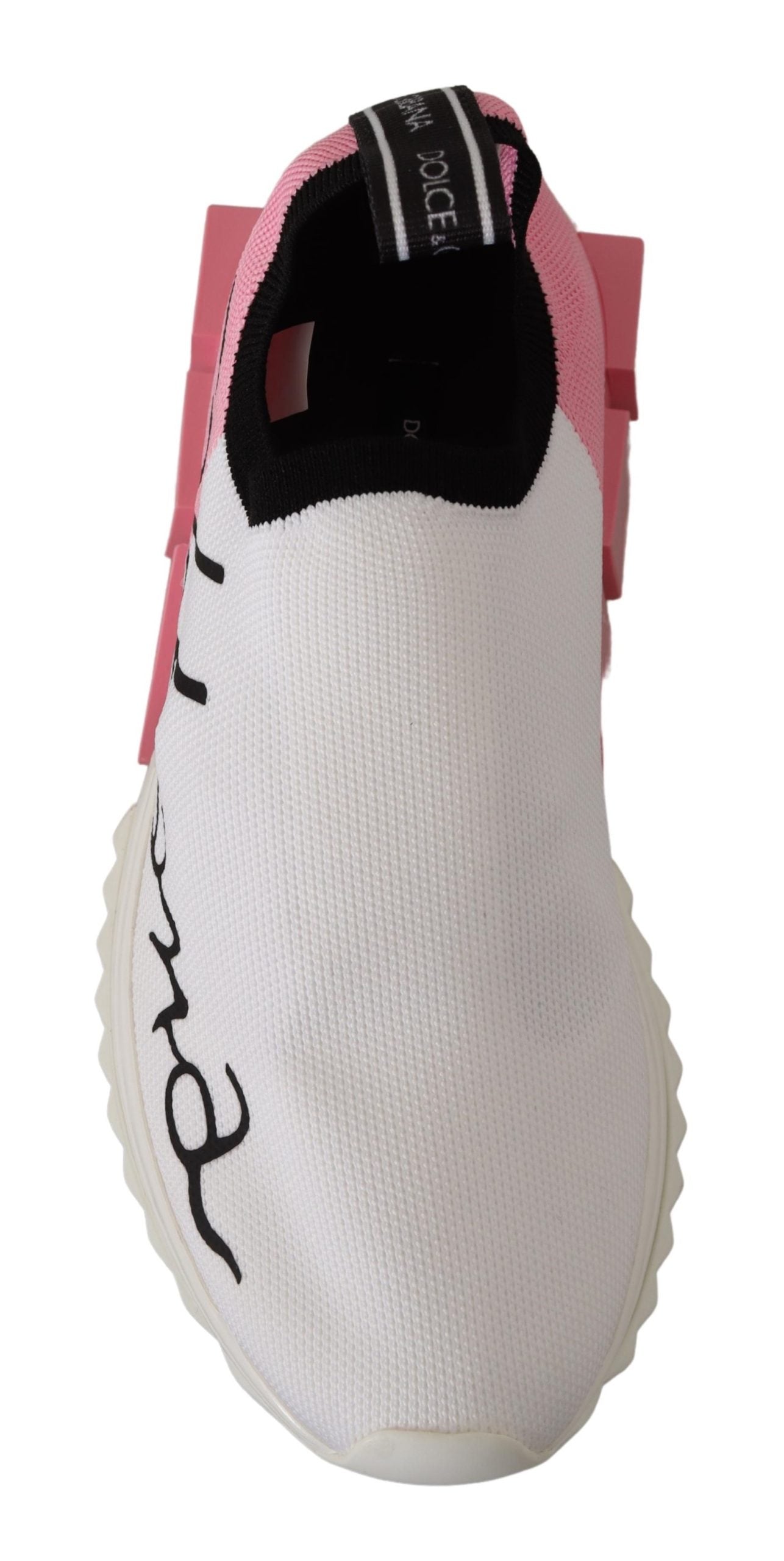 Dolce & Gabbana Elegant Sorrento Slip-On Sneakers in White & Pink - EU35/US4.5