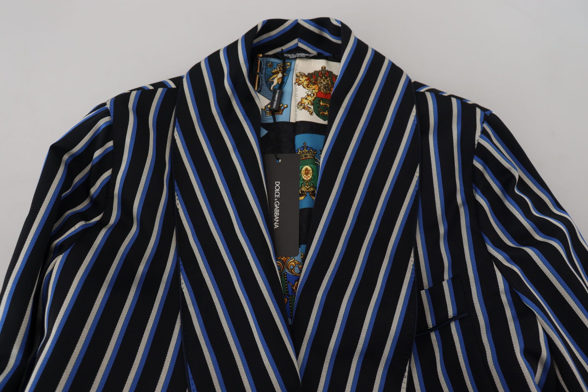 Dolce & Gabbana Elegant Striped Silk Blend Robe - IT48 | M