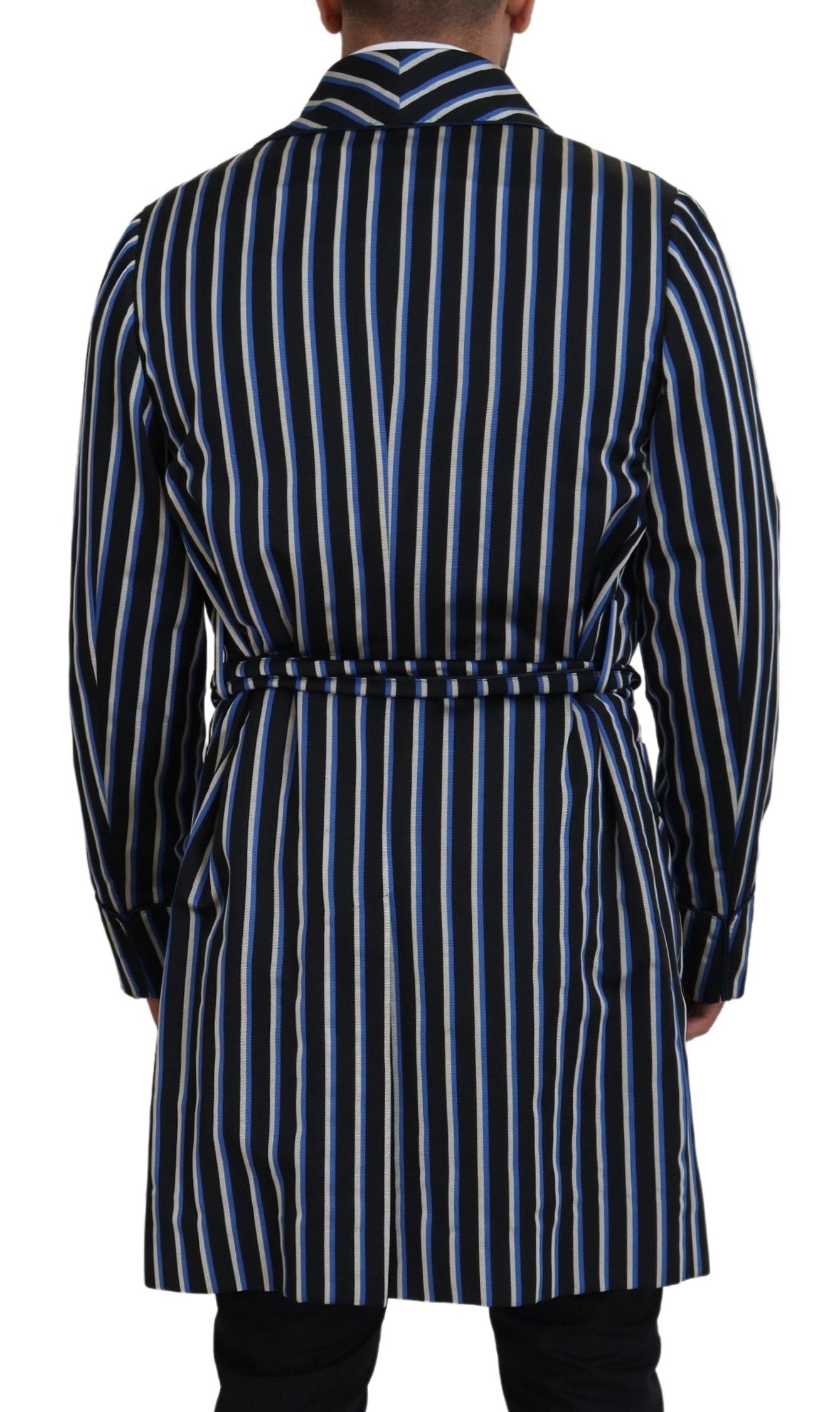 Dolce & Gabbana Elegant Striped Silk Blend Robe - IT48 | M