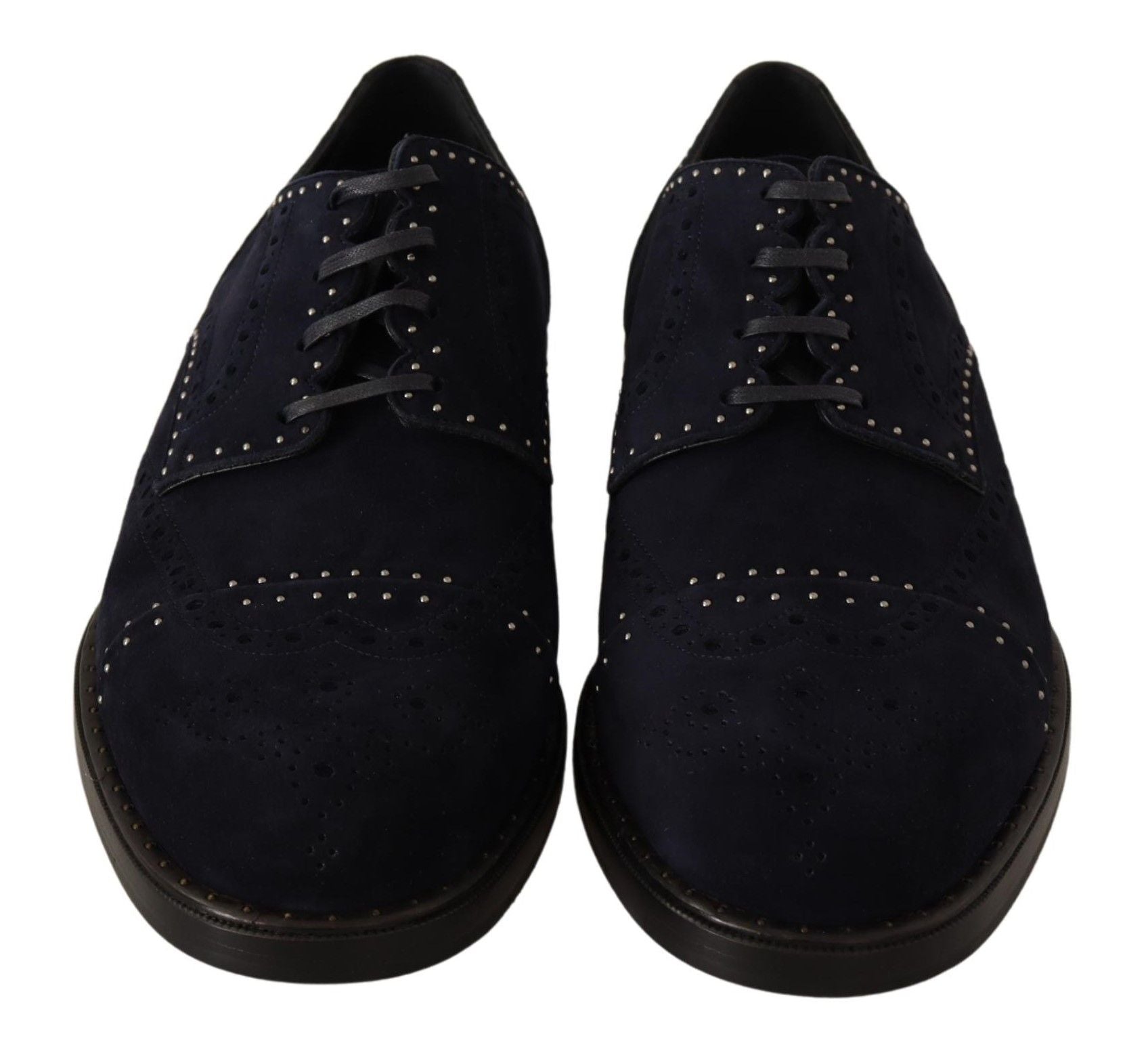 Dolce & Gabbana Elegant Suede Derby Shoes with Silver Studs - EU44/US11