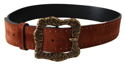 Dolce & Gabbana Elegant Suede Leather Belt with Gold Studs - 90 cm / 36 Inches