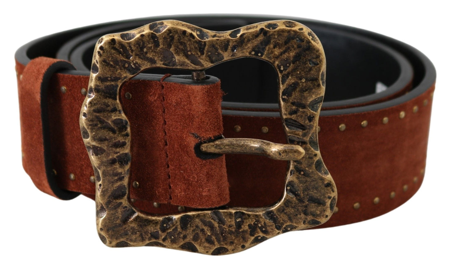 Dolce & Gabbana Elegant Suede Leather Belt with Gold Studs - 90 cm / 36 Inches