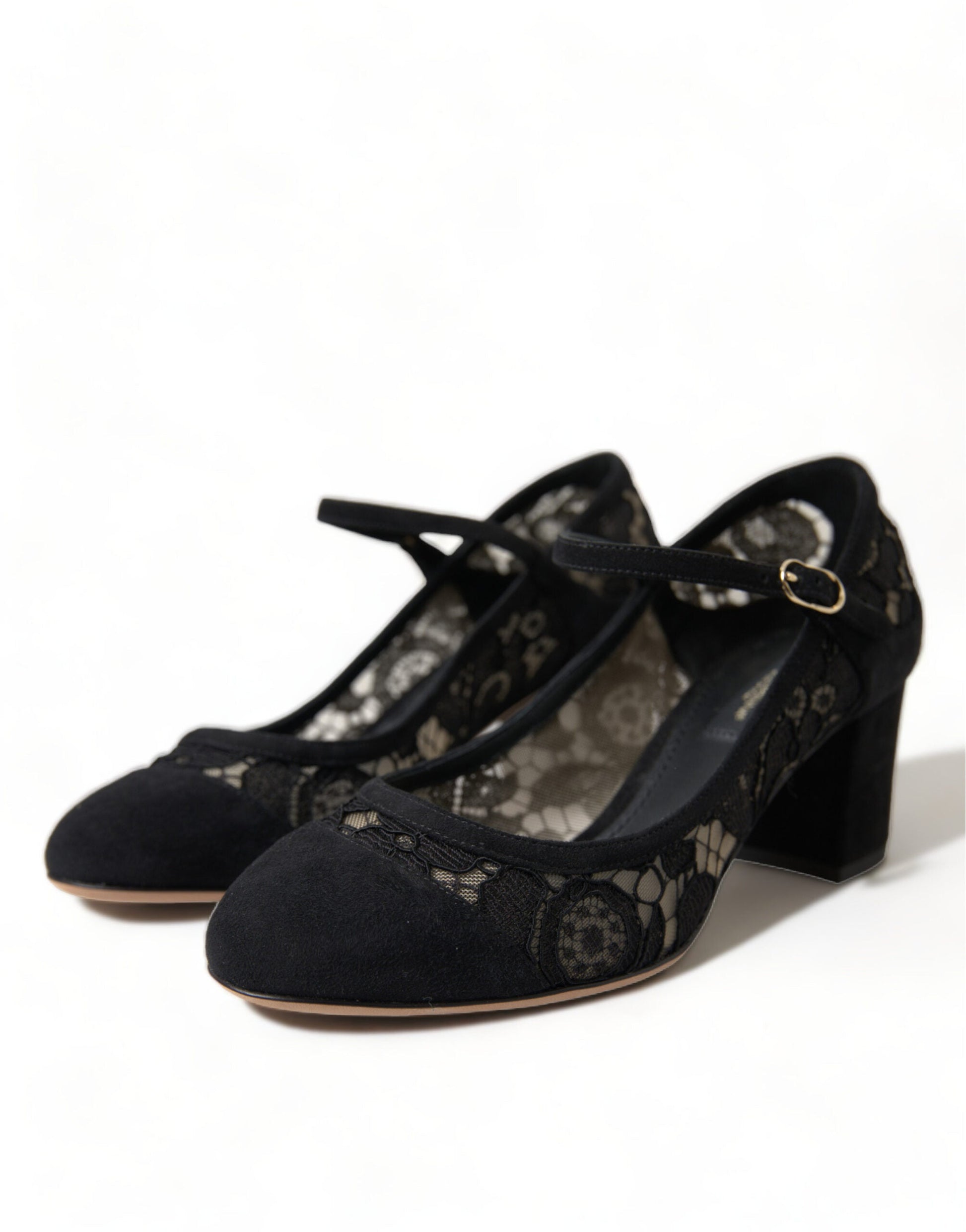 Dolce & Gabbana Elegant Suede Mary Jane Lace Heels - EU36/US5.5