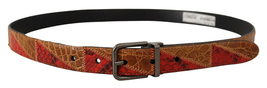 Dolce & Gabbana Elegant Two-Tone Snakeskin Leather Belt - 90 cm / 36 Inches