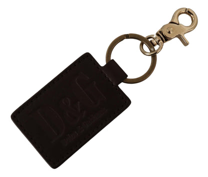 Dolce & Gabbana Elegant Unisex Leather Keyring with Gold Detail