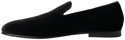 Dolce & Gabbana Elegant Velvet Black Loafers for