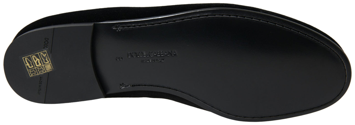 Dolce & Gabbana Elegant Velvet Black Loafers for