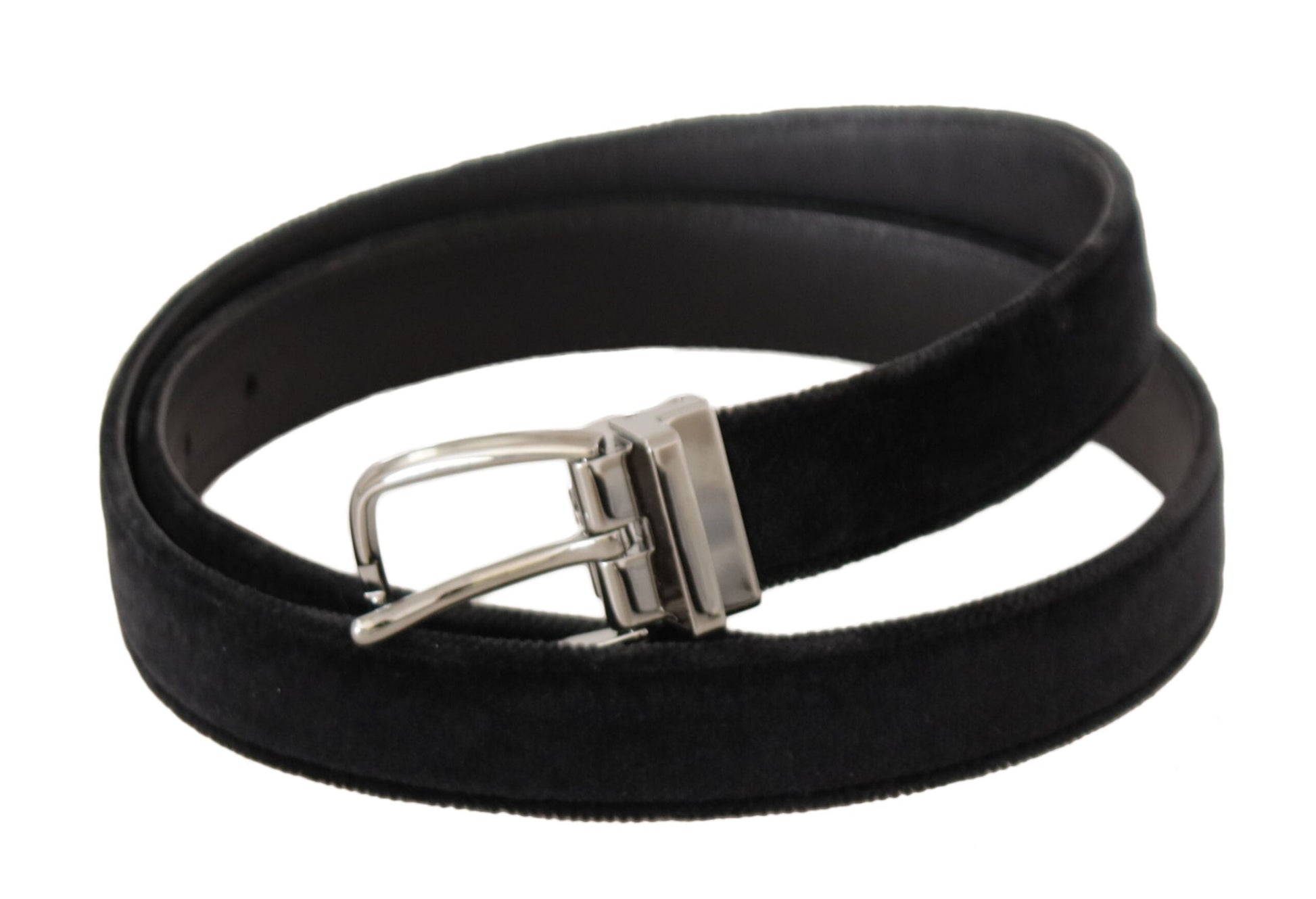 Dolce & Gabbana Elegant Velvet Designer Belt with Logo Engraved Buckle - 95 cm / 38 Inches