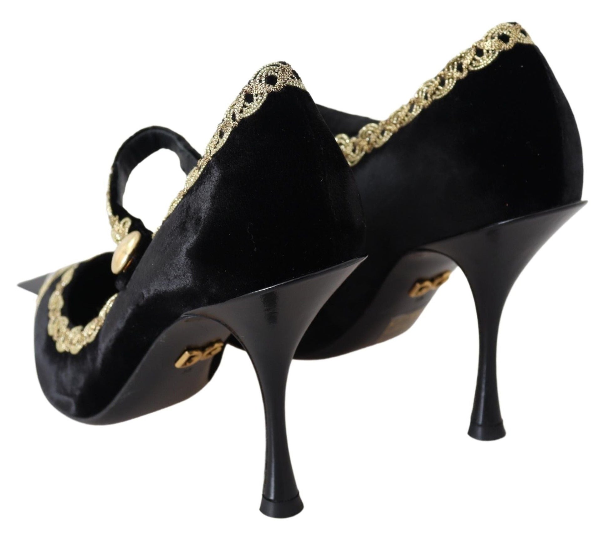 Dolce & Gabbana Elegant Velvet Patent Embroidered Pumps - EU35/US4.5