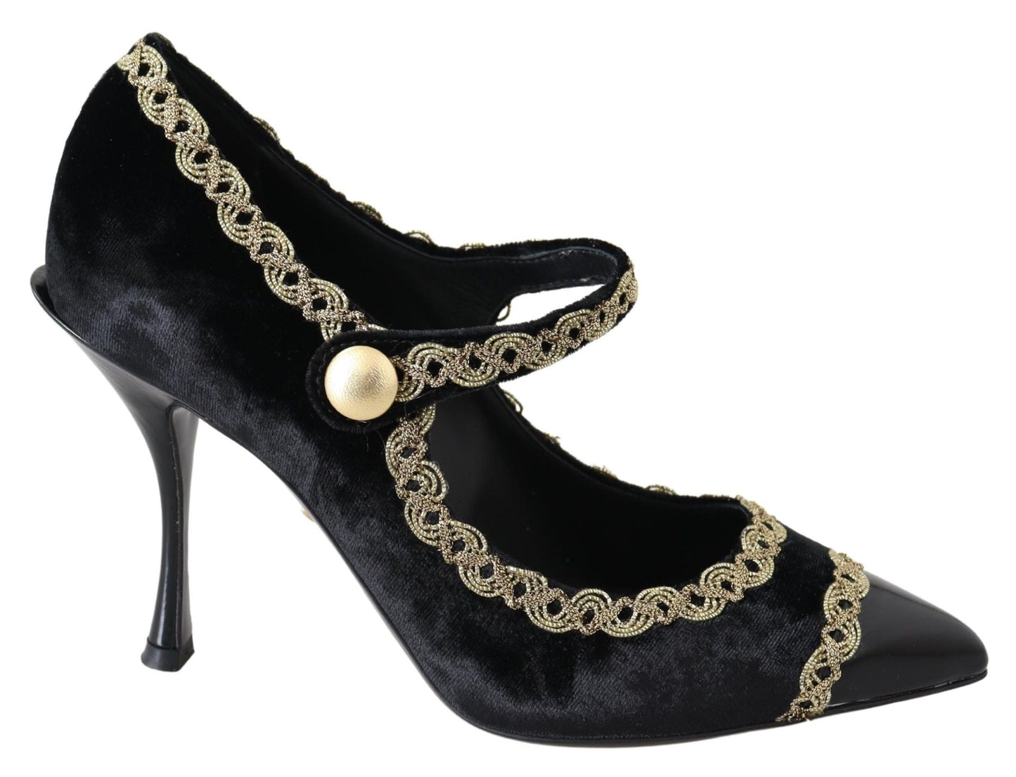 Dolce & Gabbana Elegant Velvet Patent Embroidered Pumps - EU35/US4.5