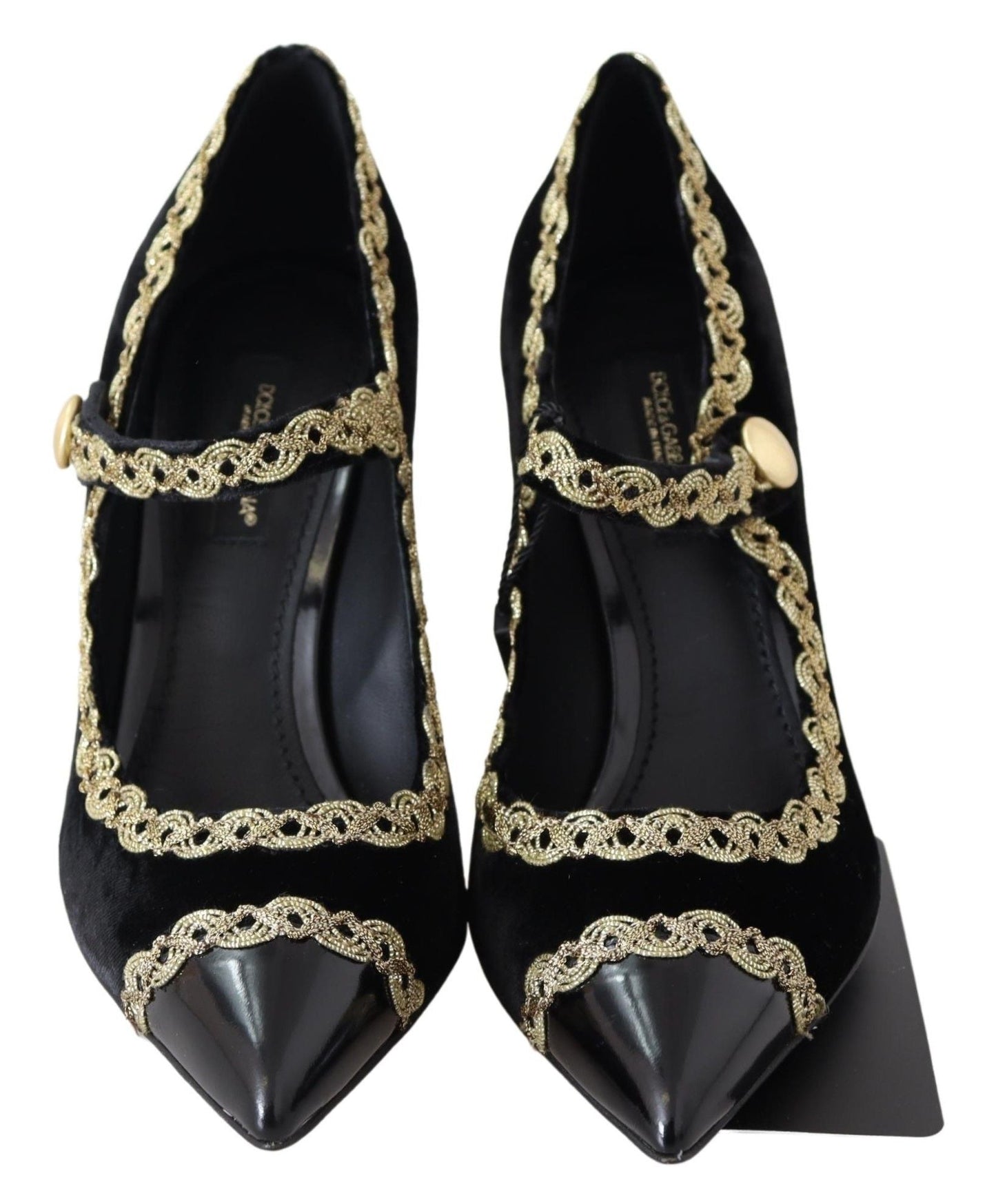 Dolce & Gabbana Elegant Velvet Patent Embroidered Pumps - EU35/US4.5