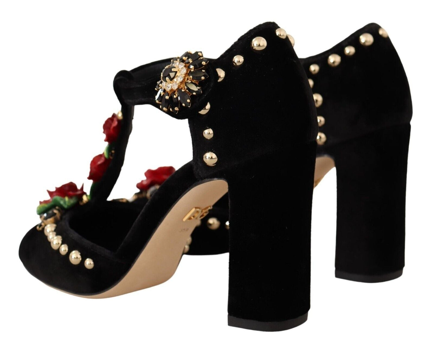 Dolce & Gabbana Elegant Velvet T-Strap Mary Jane Pumps - EU35.5/US5