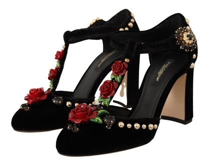 Dolce & Gabbana Elegant Velvet T-Strap Mary Jane Pumps - EU35.5/US5