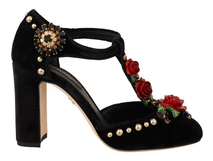 Dolce & Gabbana Elegant Velvet T-Strap Mary Jane Pumps - EU35.5/US5