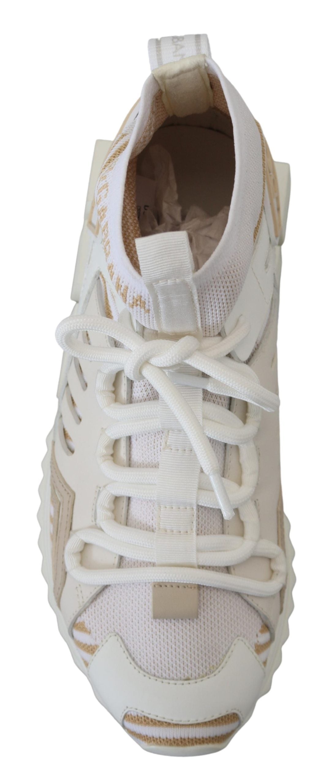 Dolce & Gabbana Elegant White Beige SORRENTO Sneakers - EU39/US6