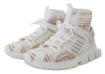 Dolce & Gabbana Elegant White Beige SORRENTO Sneakers - EU39/US6