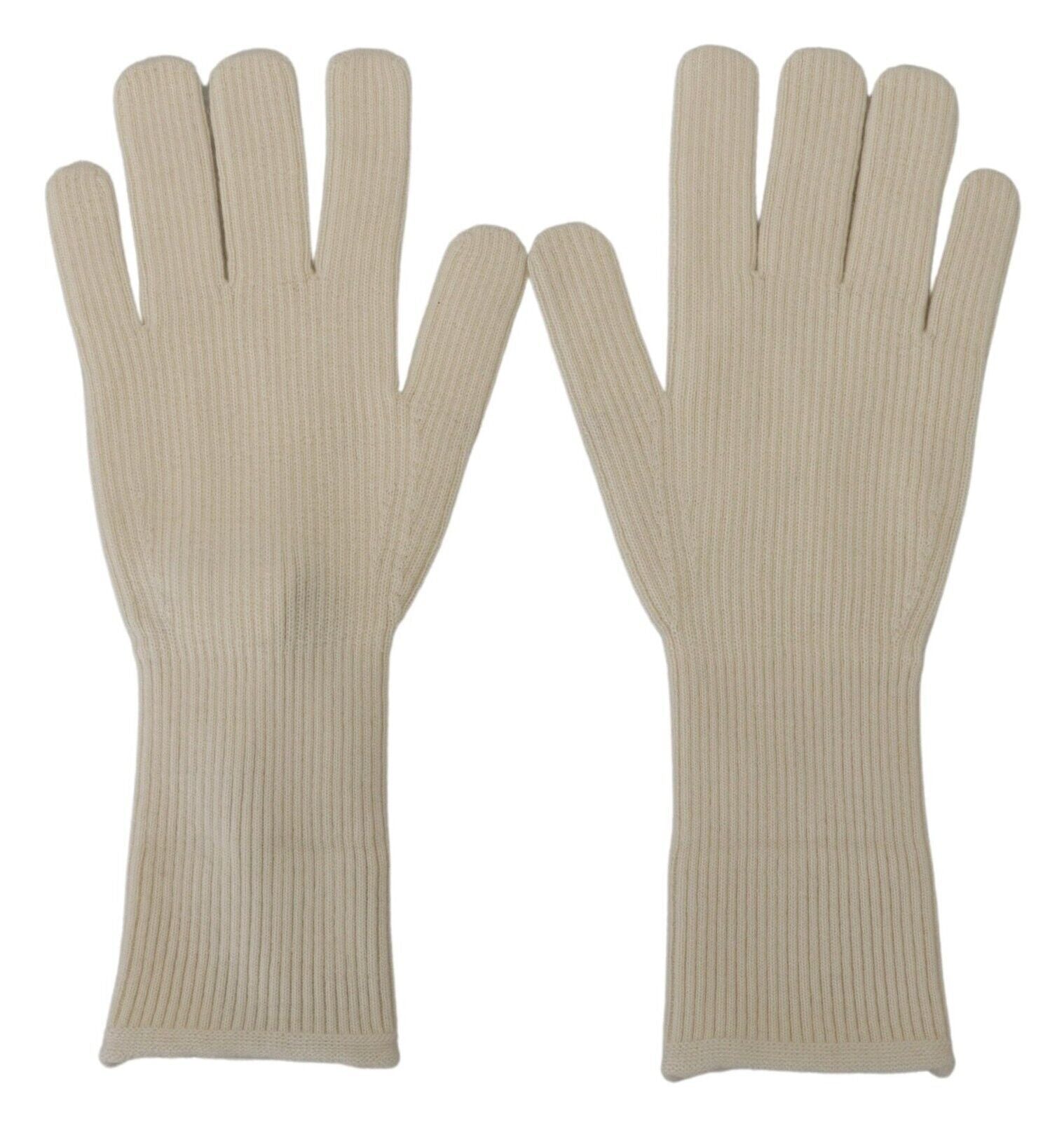 Dolce & Gabbana Elegant White Cashmere Gloves - 9|M