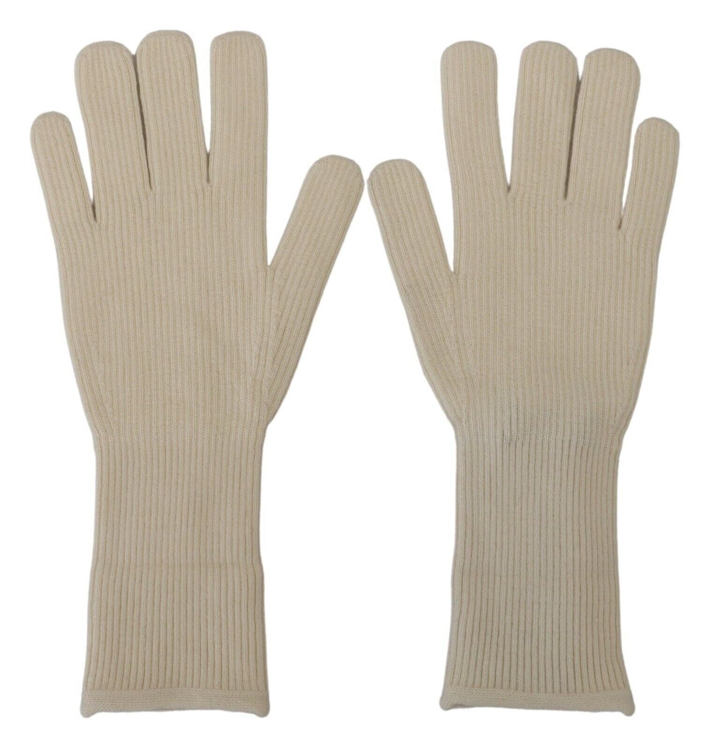 Dolce & Gabbana Elegant White Cashmere Gloves - 9|M